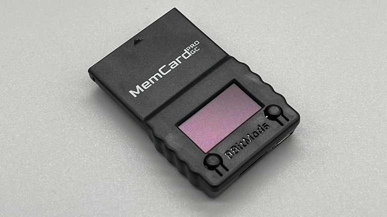A black MemCard Pro GC storage solution for the GameCube console.