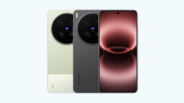 Front and rear view of the Vivo X300 Ultra, showing its glass back and curved-edge display.