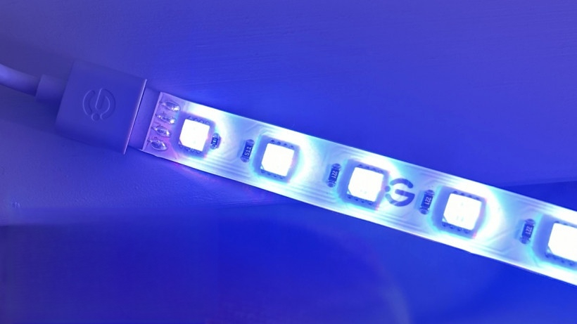 Close-up of the Govee M1 LED strip showing high-density 60 LEDs per meter hardware.