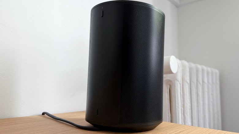 The back panel of the Sonos Era 100 SL highlighting the USB-C port and join button.