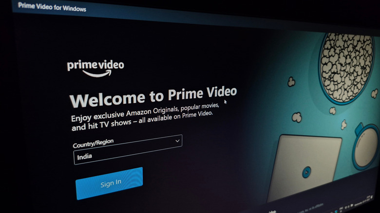 The Amazon Prime Video for Windows home screen displayed on a computer monitor.