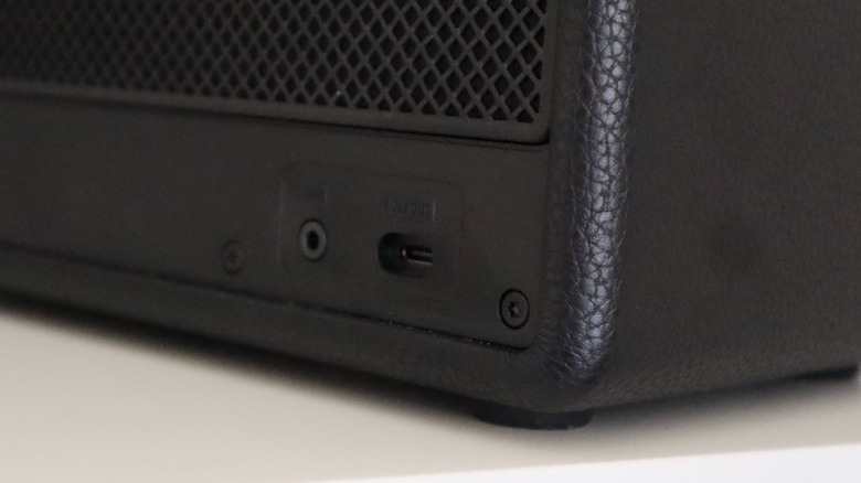 Back panel of the Marshall Kilburn 3 highlighting the USB-C and Aux input ports.
