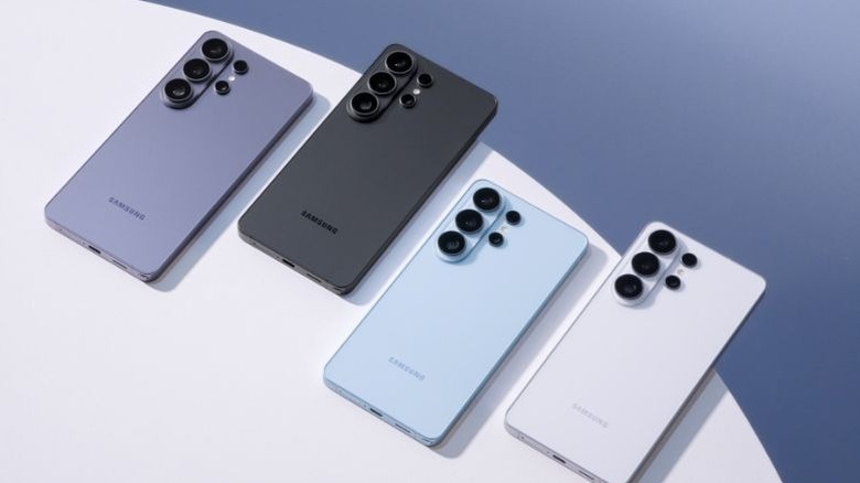 A lineup of Samsung Galaxy S26 Ultra phones in various sophisticated colors.