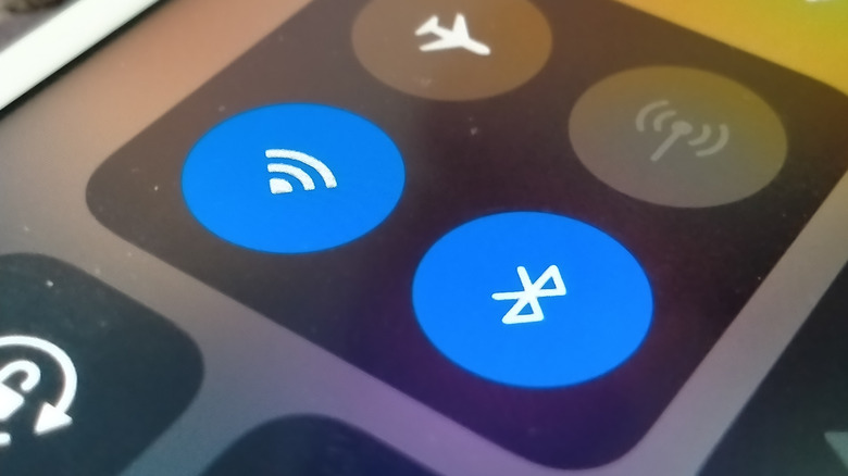 A smartphone screen showing the Bluetooth and Wi-Fi settings toggles.