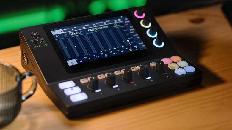 The Mackie DLZ Creator XS adaptive digital mixer with touch interface.