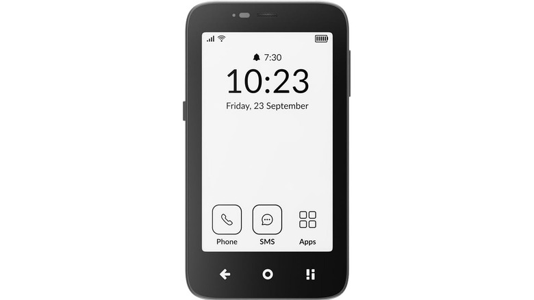 The front profile of the Mudita Kompakt smartphone.