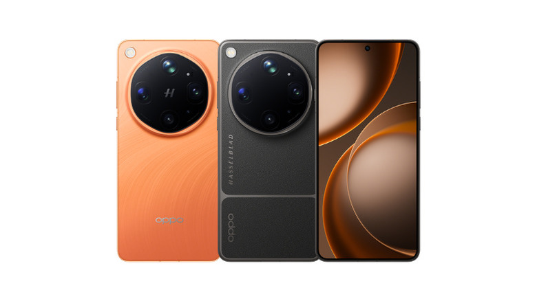 The Oppo Find X9 Ultra featuring a premium leather-textured back and Hasselblad camera branding.