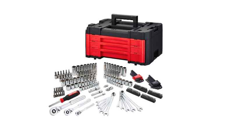 A large 256-piece Craftsman mechanics tool set in a black blow-molded carrying case.