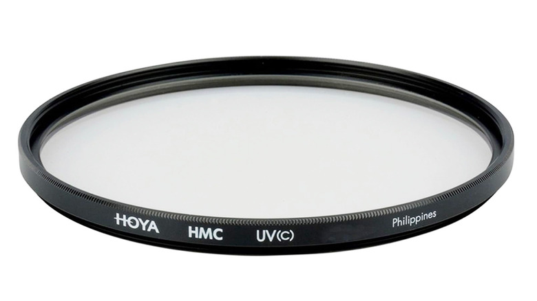 A Hoya UV filter for camera lens protection.