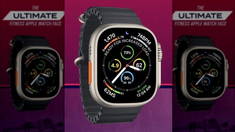 Apple Watch face displaying health and fitness metrics from the Athlytic app.
