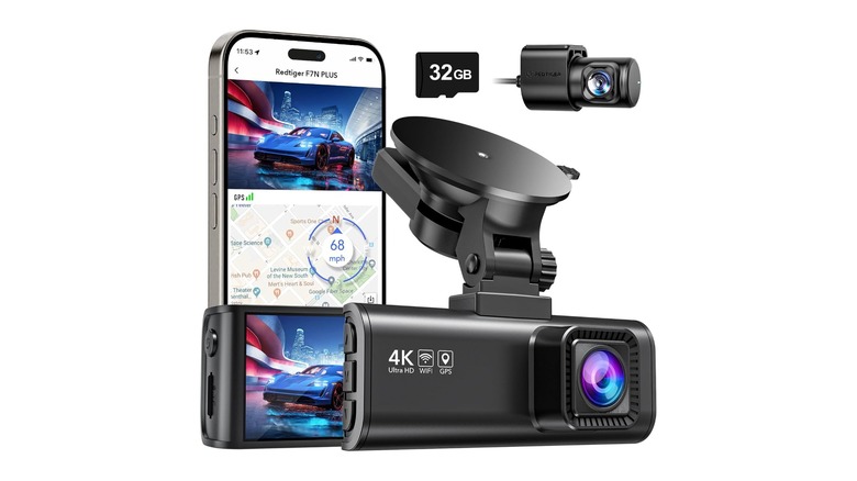 REDTIGER F7N 4K dual dash cam kit including front and rear cameras.