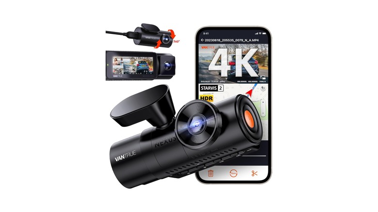 Vantrue N4 Pro three-channel dash cam system for front, cabin, and rear monitoring.
