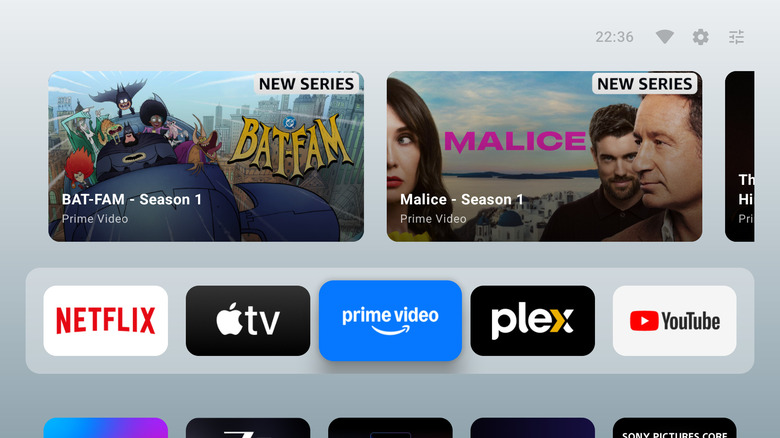 Interface screenshot of the AT4K Launcher showing a simple, grid-based app layout.