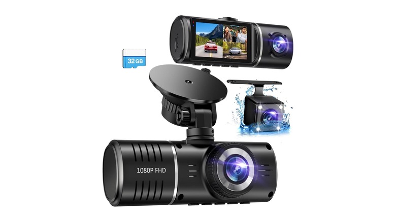 Complete SUVCON dash cam hardware package with mounting tools.