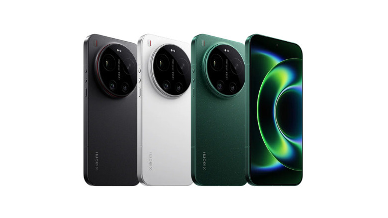 Xiaomi 17 Ultra smartphone shown in black, white, and silver color options with its large circular camera module.