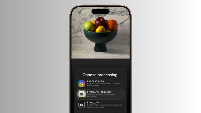 The Halide Mark II app interface on an iPhone screen.