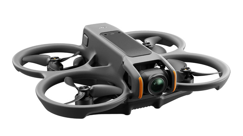 Angled studio shot of the DJI Avata 2 on a white background