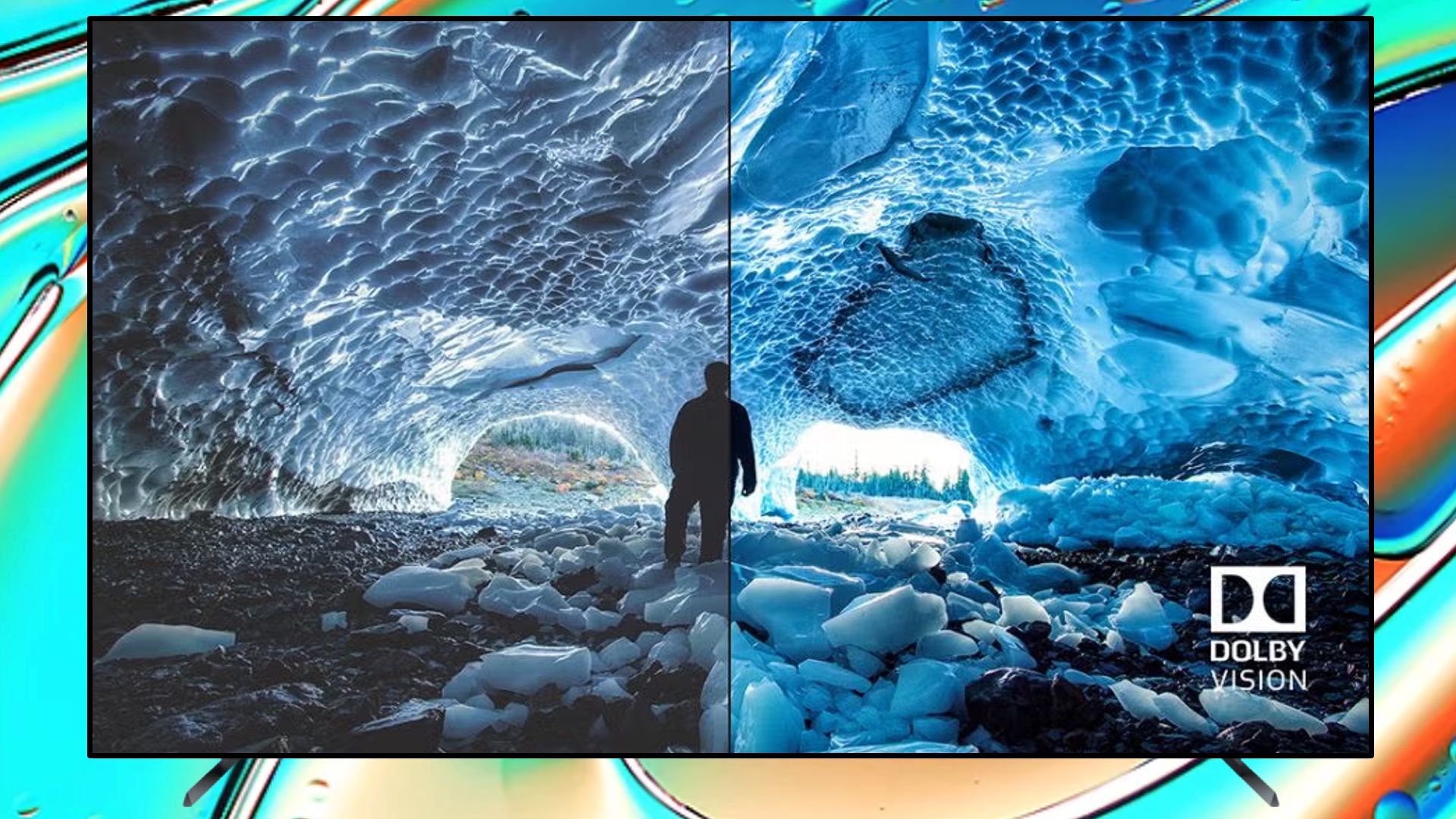 A visual comparison showing enhanced shadow detail and color accuracy in a high-dynamic-range scene.