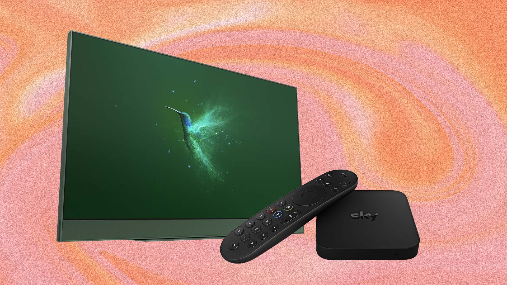 Detailed view of the Sky Glass screen and integrated soundbar hardware.