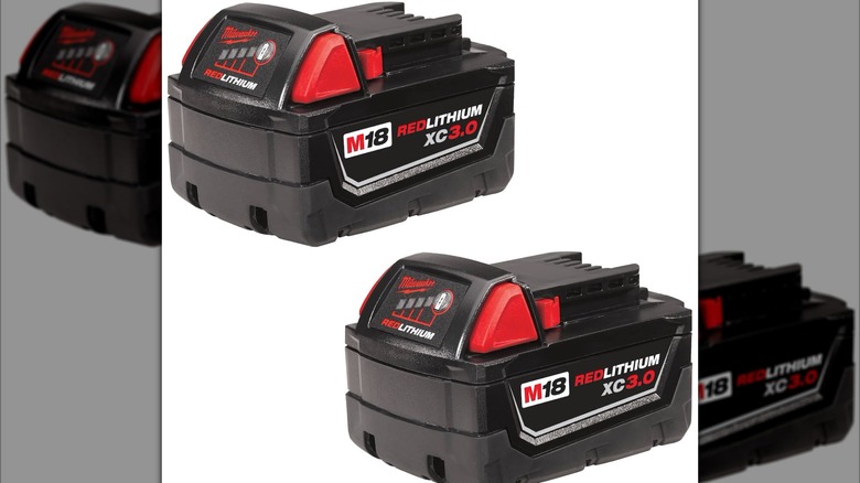 A pack of Milwaukee M18 RedLithium XC3.0 batteries.