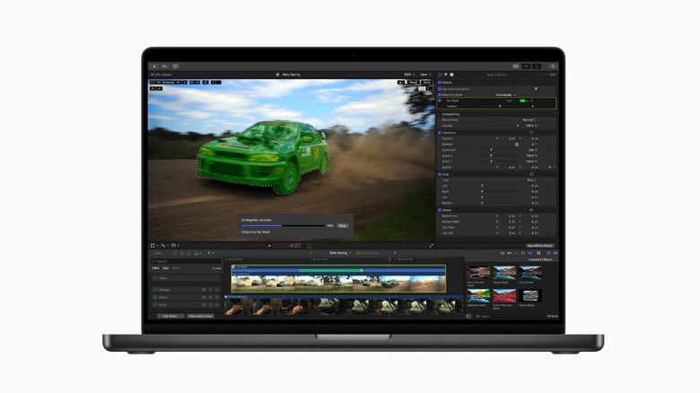Final Cut Pro interface showing a complex video project on a MacBook Pro.
