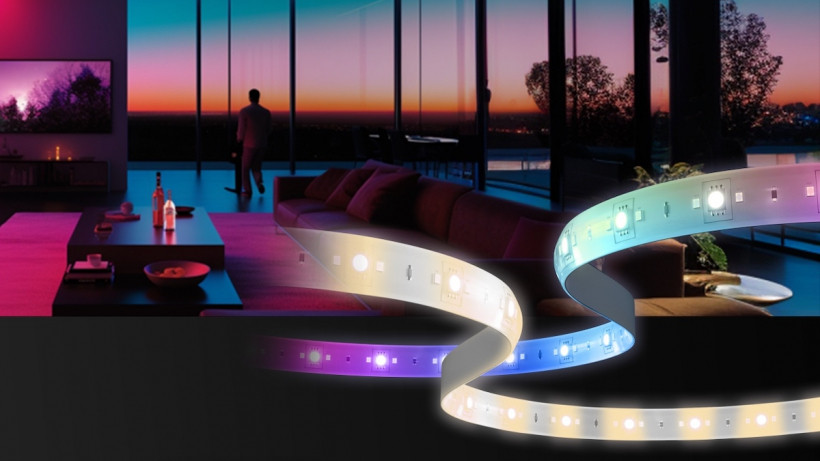 A close-up view of the Aqara LED Strip T1 integrated into a modern room layout.