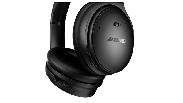 Side profile of Bose QuietComfort Headphones highlighting the Bluetooth and power switches.