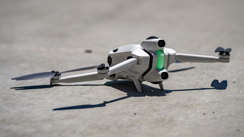 The Antigravity A1 drone resting on a concrete surface.