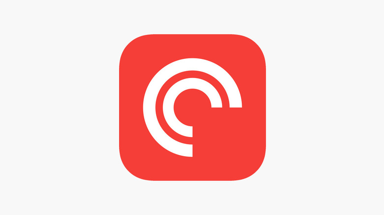 The Pocket Casts logo on a minimalist white background.