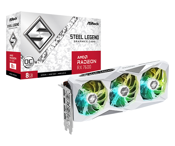Radeon RX 7600 Steel Legend 8GB OC graphics card