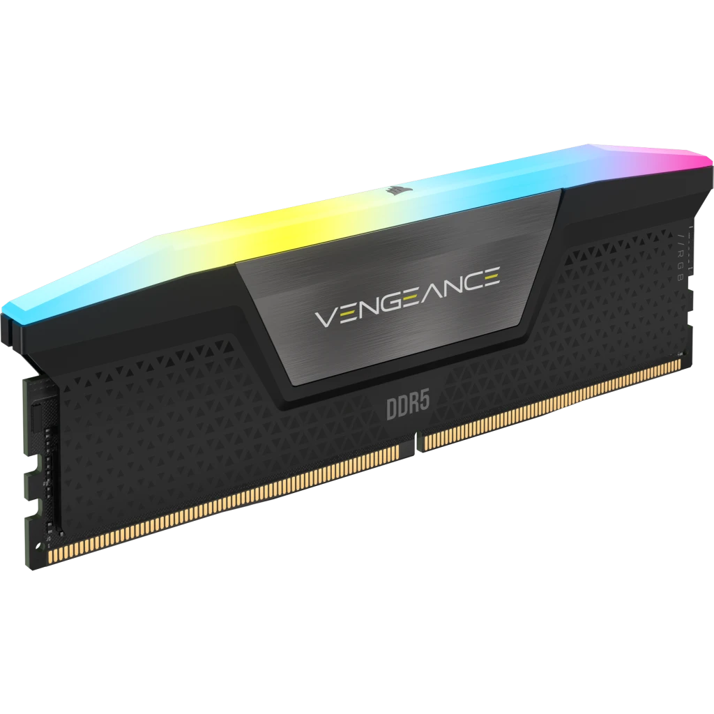 Two black Corsair Vengeance RGB DDR5 memory modules
