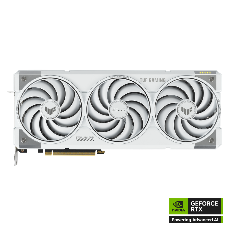 White ASUS TUF Gaming GeForce RTX 5070 Ti OC Edition graphics card