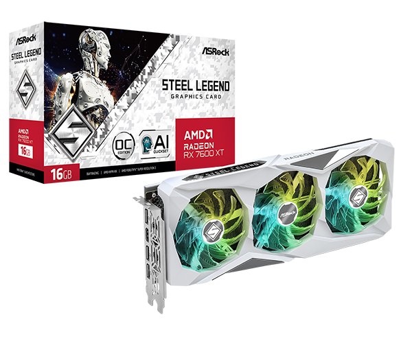Radeon RX 7600 XT Steel Legend 16GB OC graphics card
