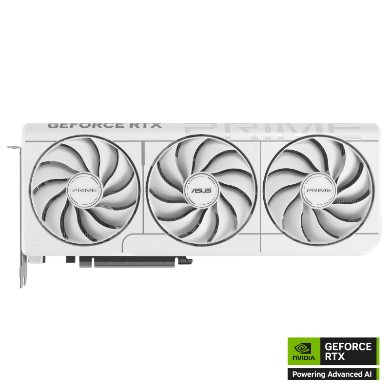 White ASUS Prime GeForce RTX 5070 OC Edition graphics card