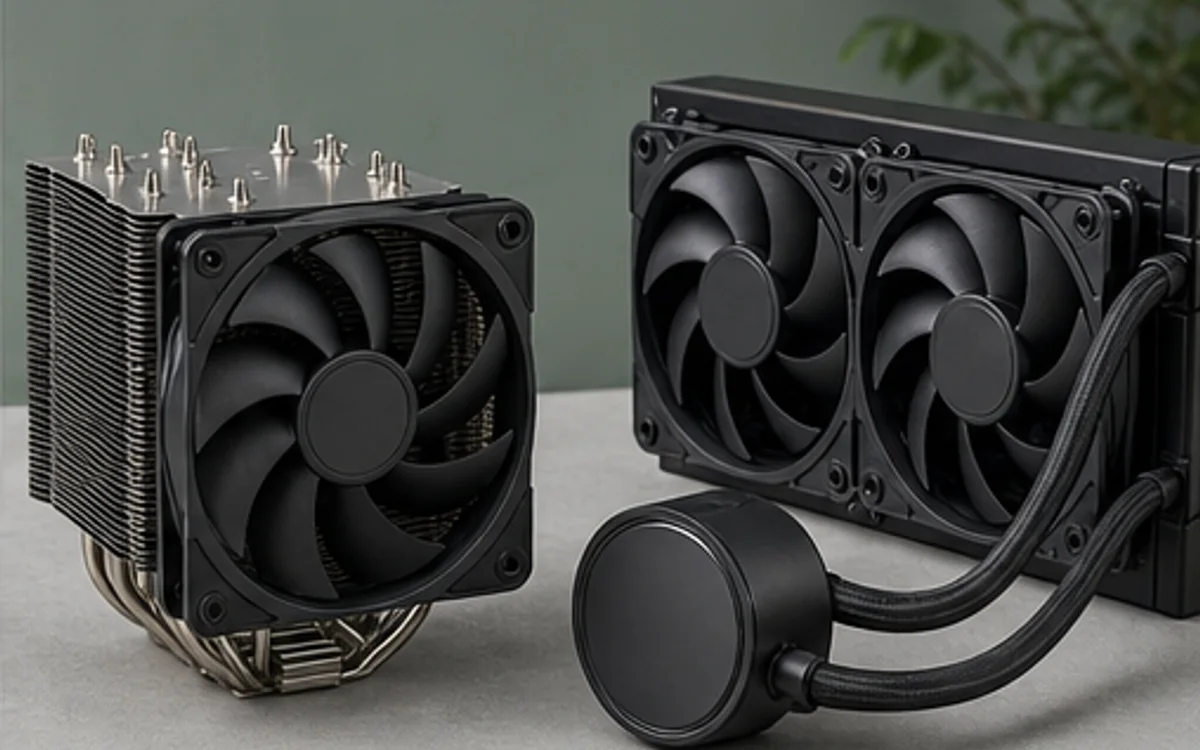 Original TechMuz editorial cover for Air Cooler vs. AIO: Choose by Workload, Fit and Noise